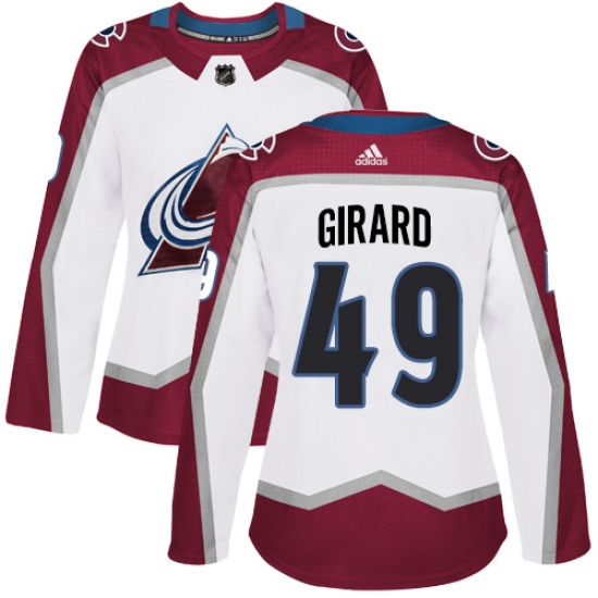 Women's Adidas Colorado Avalanche #49 Samuel Girard Authentic White Away NHL Jersey - Ujersey