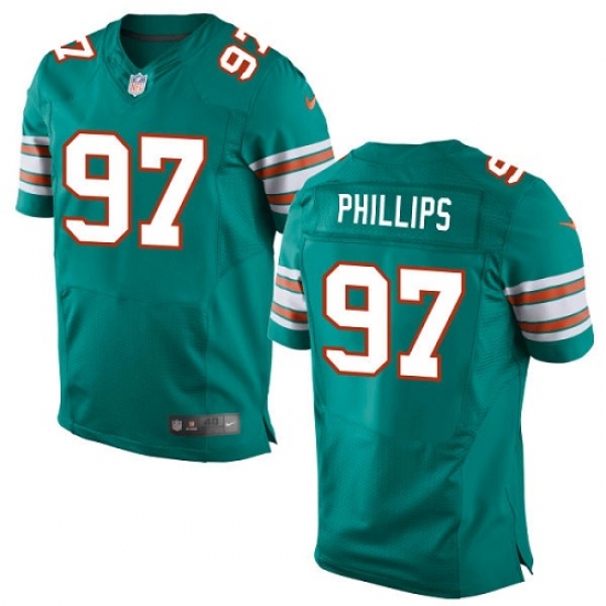 Men's Nike Miami Dolphins #97 Jordan Phillips Elite Aqua Green Alternate NFL Jersey - Ujersey