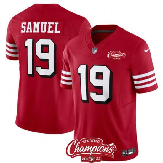 Men's San Francisco 49ers #19 Deebo Samuel Red 2023 F.U.S.E. NFC West Champions Alternate Football Stitched Jersey - Ujersey