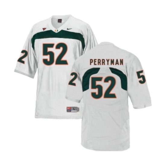 Miami Hurricanes 52 Denzel Perryman White College Football Jersey - Ujersey