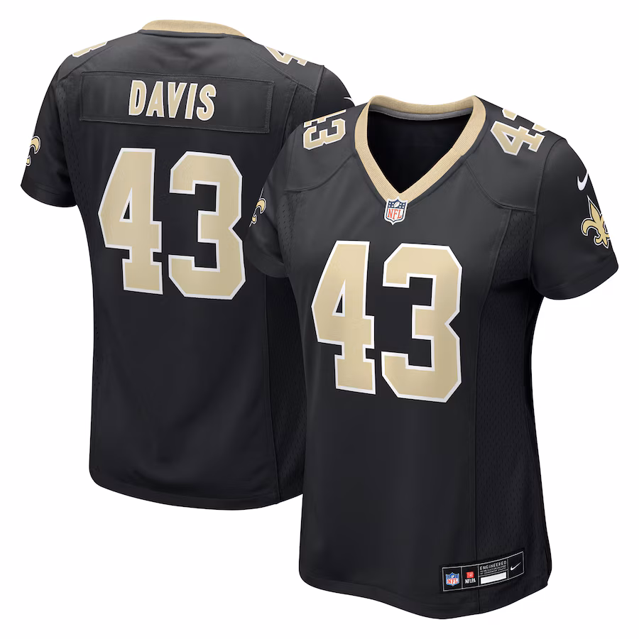 Women's New Orleans Saints Michael Davis Nike Black Team Game Jersey - Ujersey