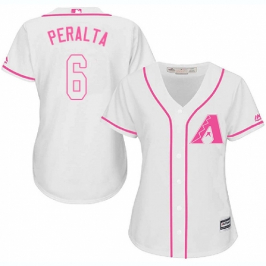 Women's Majestic Arizona Diamondbacks #6 David Peralta Replica White Fashion MLB Jersey - Ujersey