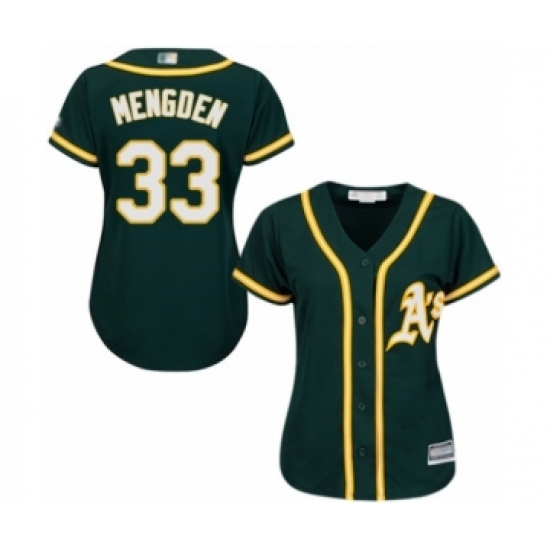Women's Oakland Athletics #33 Daniel Mengden Authentic Green Alternate 1 Cool Base Baseball Player Jersey