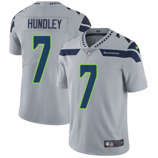 Youth Nike Seattle Seahawks #7 Brett Hundley Grey Alternate Vapor Untouchable Limited Player NFL Jersey - Ujersey