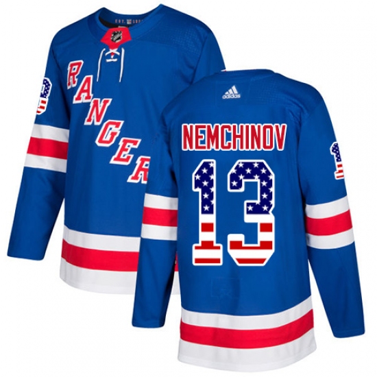 Youth Adidas New York Rangers #13 Sergei Nemchinov Authentic Royal Blue USA Flag Fashion NHL Jersey - Ujersey