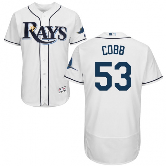 Men's Majestic Tampa Bay Rays #53 Alex Cobb Home White Flexbase Authentic Collection MLB Jersey - Ujersey