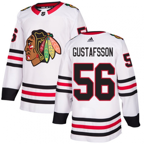 Women's Adidas Chicago Blackhawks #56 Erik Gustafsson Authentic White Away NHL Jersey - Ujersey