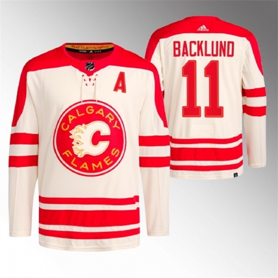 Men's Calgary Flames #11 Mikael Backlund 2023 Cream Classic Primegreen Stitched Jersey - Ujersey