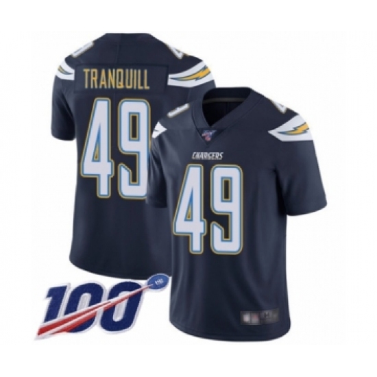 Men's Los Angeles Chargers #49 Drue Tranquill Navy Blue Team Color Vapor Untouchable Limited Player 100th Season Football Jersey - Ujersey