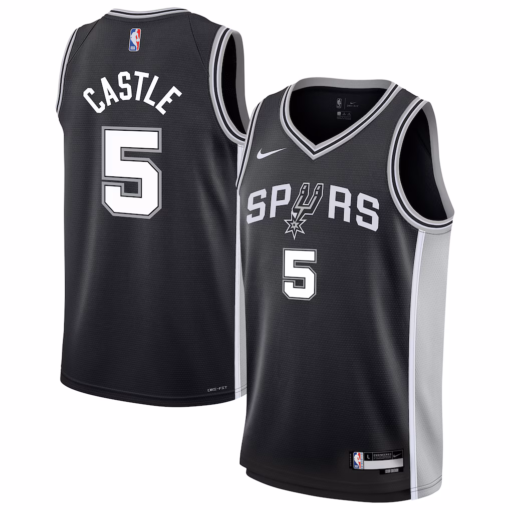 Youth San Antonio Spurs Stephon Castle Nike Black Swingman Jersey - Icon Edition