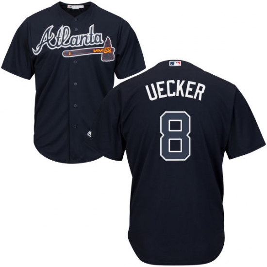 Youth Majestic Atlanta Braves #8 Bob Uecker Authentic Blue Alternate Road Cool Base MLB Jersey - Ujersey