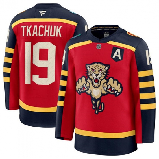 Men's Florida Panthers #19 Matthew Tkachuk Red 2026 Winter Classic Stitched Hockey Jersey - Ujersey