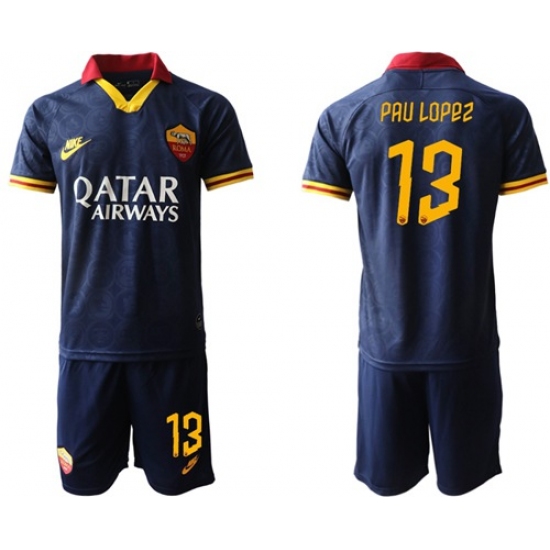 Roma #13 Pau Lopez Third Soccer Club Jersey