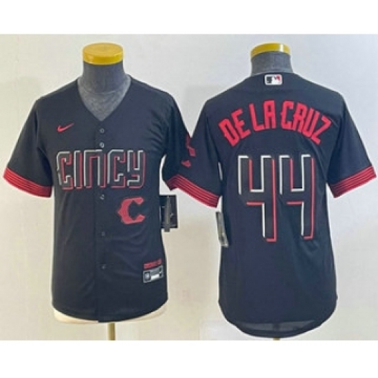 Youth Cincinnati Reds #44 Elly De La Cruz Black 2023 City Connect Cool Base Stitched Jersey - Ujersey