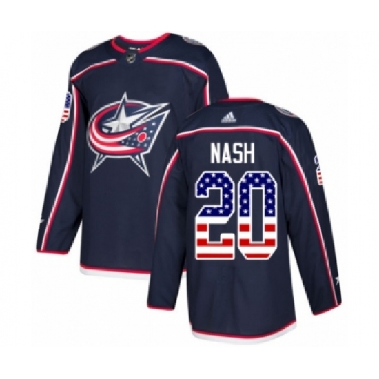 Men's Adidas Columbus Blue Jackets #20 Riley Nash Authentic Navy Blue USA Flag Fashion NHL Jersey - Ujersey