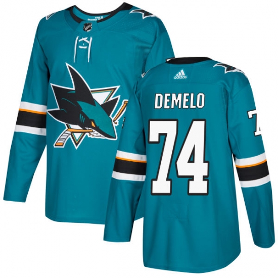 Youth Adidas San Jose Sharks #74 Dylan DeMelo Authentic Teal Green Home NHL Jersey - Ujersey