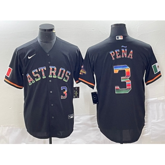 Men's Nike Houston Astros #3 Jeremy Pena Black Color Stitche Cool Base Jersey - Ujersey