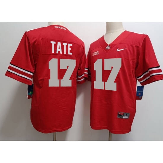 Men's Ohio State Buckeyes #17 Tate Red Limited Stitched Football Jersey - Ujersey