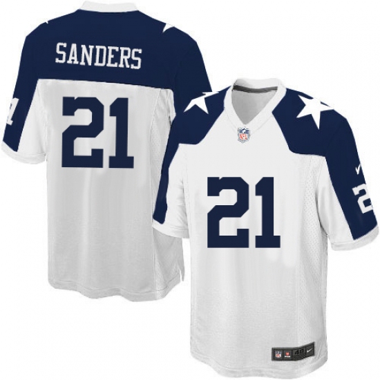Youth Nike Dallas Cowboys #21 Deion Sanders Elite White Throwback Alternate NFL Jersey - Ujersey