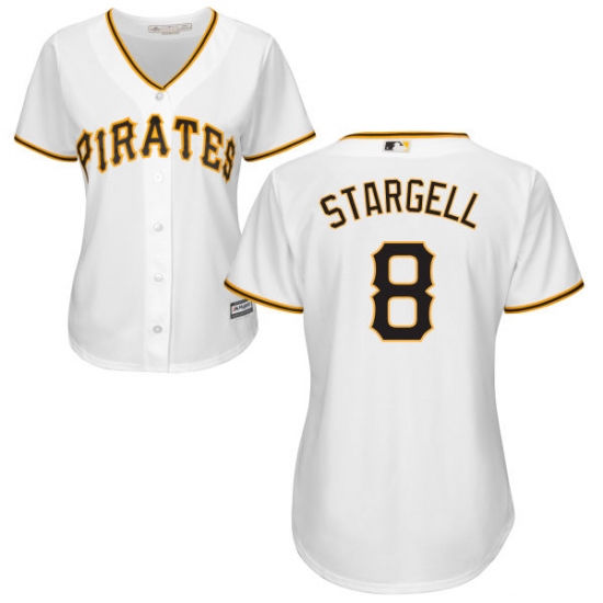 Women's Majestic Pittsburgh Pirates #8 Willie Stargell Replica White Home Cool Base MLB Jersey - Ujersey