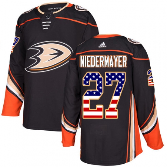Men's Adidas Anaheim Ducks #27 Scott Niedermayer Authentic Black USA Flag Fashion NHL Jersey - Ujersey