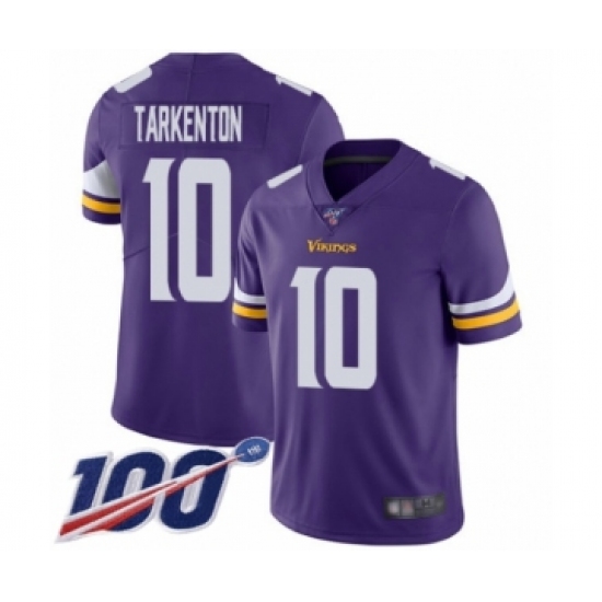 Men's Minnesota Vikings #10 Fran Tarkenton Purple Team Color Vapor Untouchable Limited Player 100th Season Football Jersey