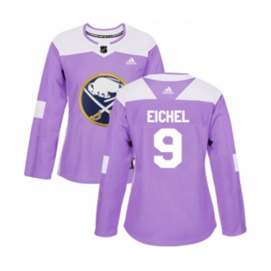 Women's Adidas Buffalo Sabres #9 Jack Eichel Authentic Purple Fights Cancer Practice NHL Jersey - Ujersey