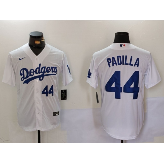 Men's Los Angeles Dodgers #44 Vicente Padilla Number White Cool Base Stitched Jerseys - Ujersey