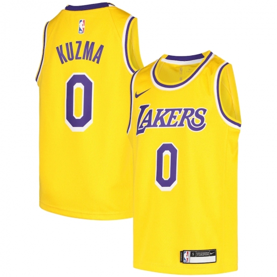 Youth Los Angeles Lakers #0 Kyle Kuzma Nike Gold 2020-21 Swingman Jersey - Ujersey