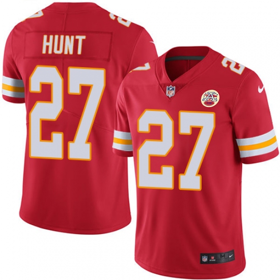 Youth Nike Kansas City Chiefs #27 Kareem Hunt Red Team Color Vapor Untouchable Limited Player NFL Jersey - Ujersey