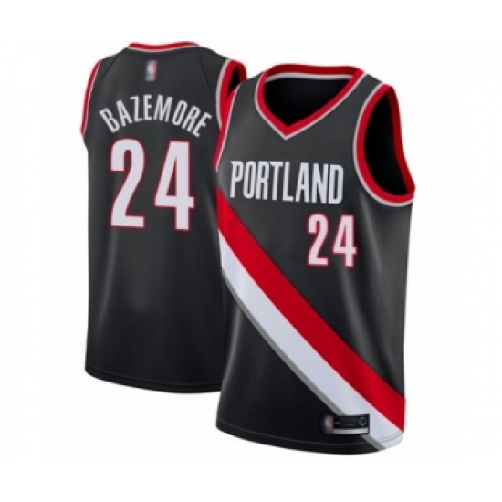Youth Portland Trail Blazers #24 Kent Bazemore Swingman Black Basketball Jersey - Icon Edition - Ujersey
