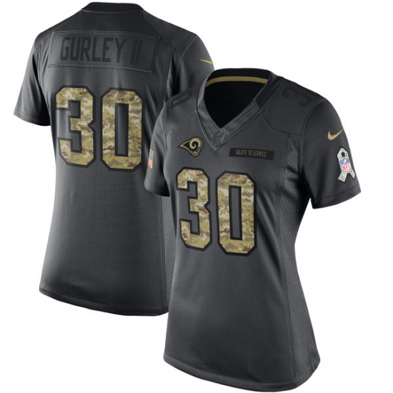 Women's Nike Los Angeles Rams #30 Todd Gurley Limited Black 2016 Salute to Service NFL Jersey - Ujersey