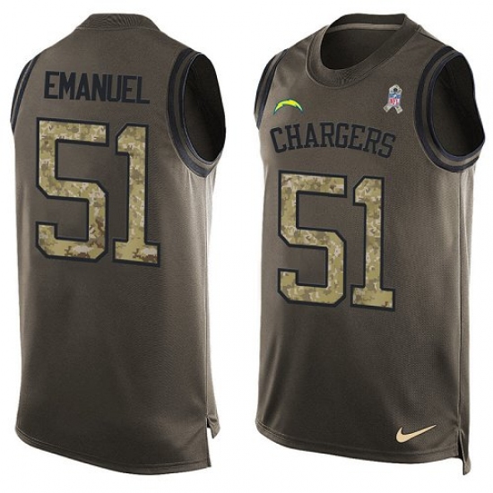 Men's Nike Los Angeles Chargers #51 Kyle Emanuel Limited Green Salute to Service Tank Top NFL Jersey - Ujersey