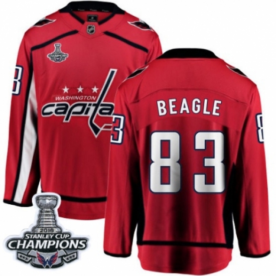 Men's Washington Capitals #83 Jay Beagle Fanatics Branded Red Home Breakaway 2018 Stanley Cup Final Champions NHL Jersey - Ujersey