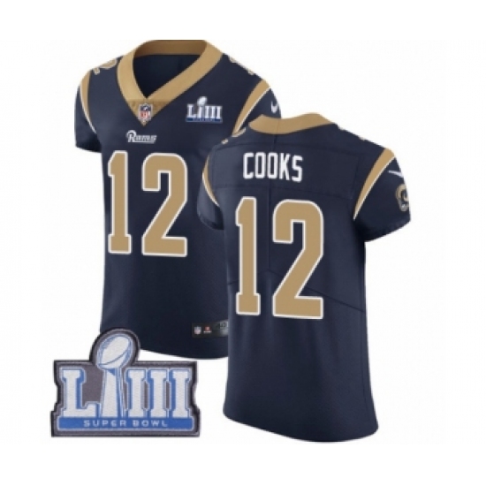 Men's Nike Los Angeles Rams #12 Brandin Cooks Navy Blue Team Color Vapor Untouchable Elite Player Super Bowl LIII Bound NFL Jersey - Ujersey