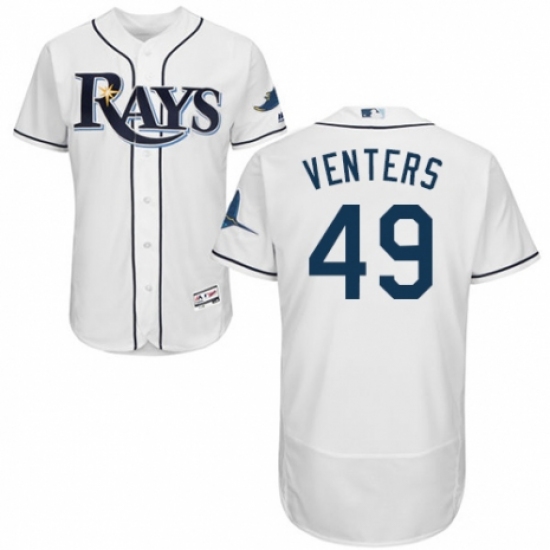 Men's Majestic Tampa Bay Rays #49 Jonny Venters Home White Home Flex Base Authentic Collection MLB Jersey - Ujersey