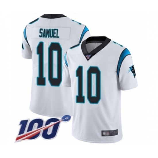 Men's Carolina Panthers #10 Curtis Samuel White Vapor Untouchable Limited Player 100th Season Football Jersey - Ujersey