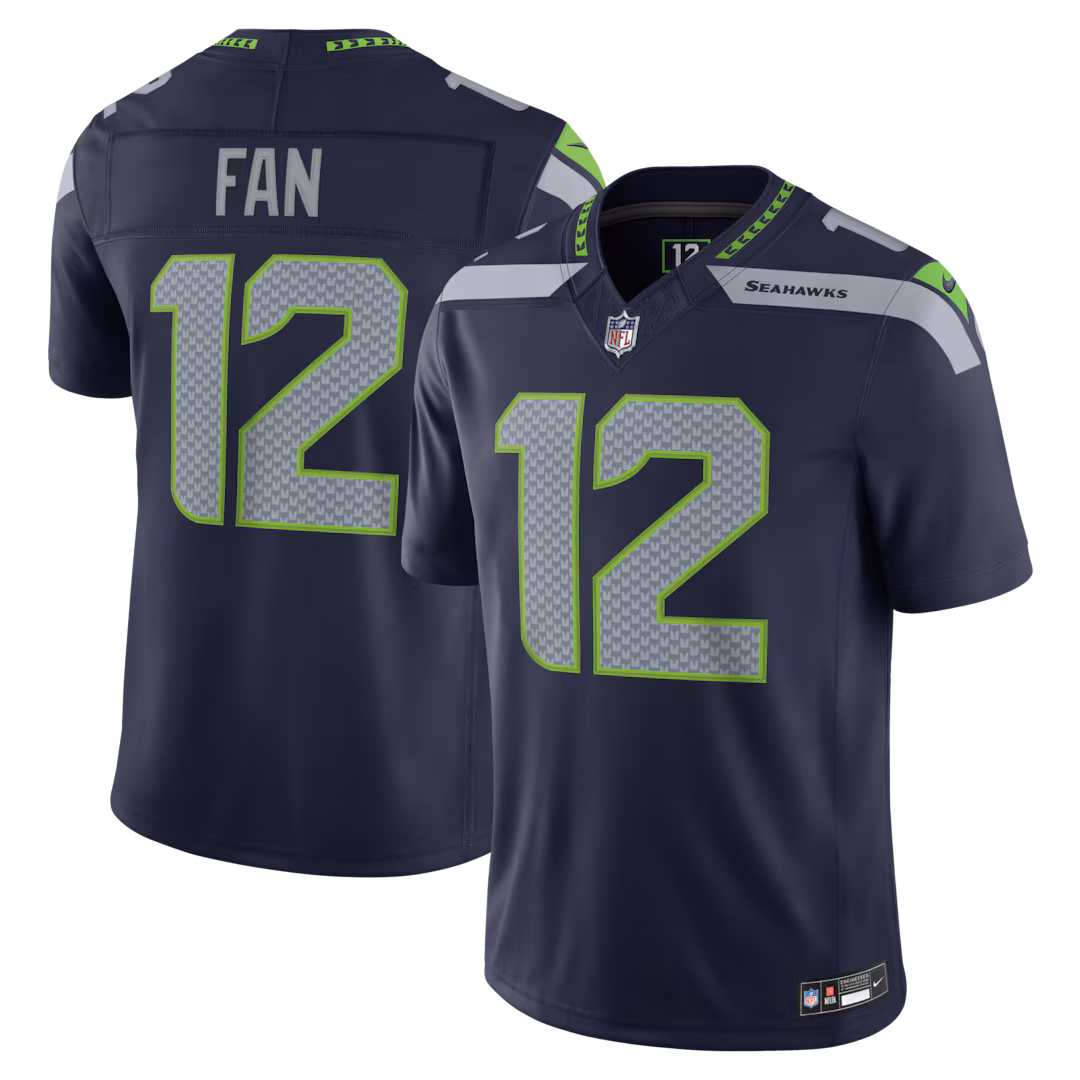 Men's Seattle Seahawks 12s Nike College Navy Team Vapor F.U.S.E. Stitched Limited Jersey - Ujersey