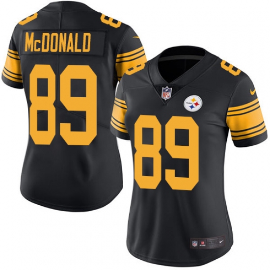 Women's Nike Pittsburgh Steelers #89 Vance McDonald Limited Black Rush Vapor Untouchable NFL Jersey - Ujersey