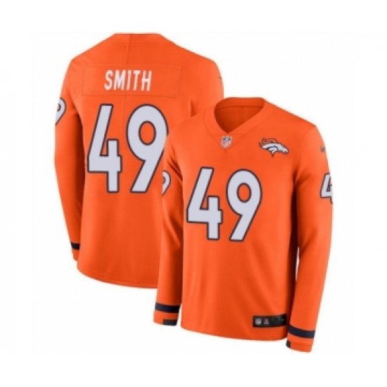 Men's Nike Denver Broncos #49 Dennis Smith Limited Orange Therma Long Sleeve NFL Jersey - Ujersey
