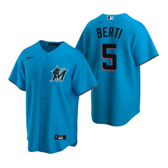 Men's Nike Miami Marlins #5 Jon Berti Blue Alternate Stitched Baseball Jersey - Ujersey