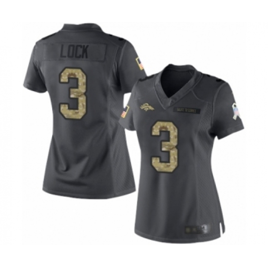 Women's Denver Broncos #3 Drew Lock Limited Black 2016 Salute to Service Football Jersey - Ujersey