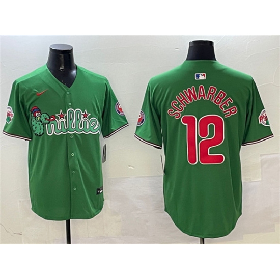 Men's Philadelphia Phillies #12 Kyle Schwarber Green Phanatic Limited Stitched Jersey - Ujersey