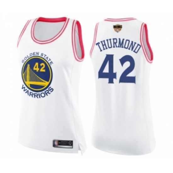 Women's Golden State Warriors #42 Nate Thurmond Swingman White Pink Fashion 2019 Basketball Finals Bound Basketball Jersey - Ujersey