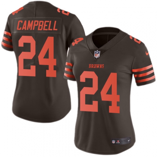 Women's Nike Cleveland Browns #24 Ibraheim Campbell Limited Brown Rush Vapor Untouchable NFL Jersey - Ujersey