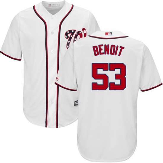 Youth Majestic Washington Nationals #53 Joaquin Benoit Replica White Home Cool Base MLB Jersey - Ujersey