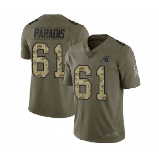 Men's Carolina Panthers #61 Matt Paradis Limited Olive Camo 2017 Salute to Service Football Jersey - Ujersey