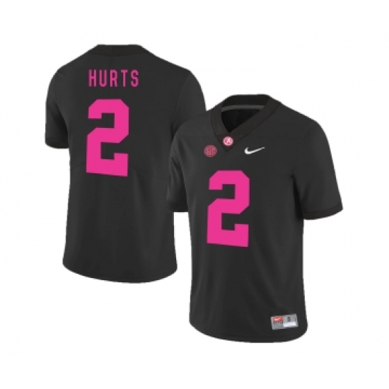 Alabama Crimson Tide 2 Jalen Hurts Black 2018 Breast Cancer Awareness College Football Jersey - Ujersey