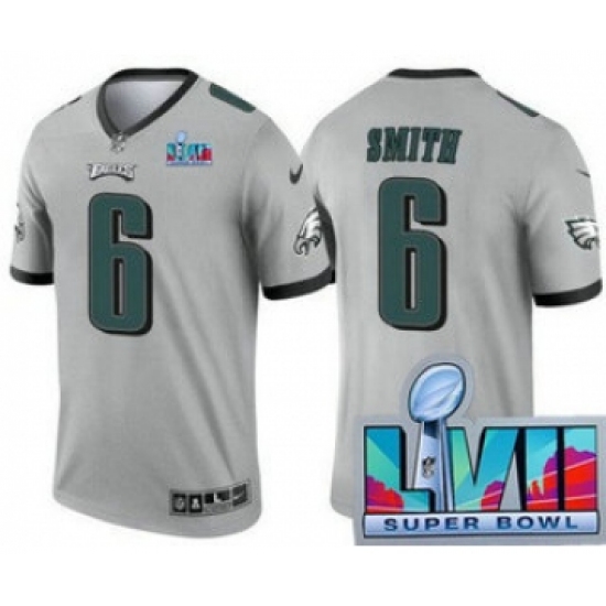 Men's Philadelphia Eagles #6 DeVonta Smith Limited Gray Inverted Super Bowl LVII Vapor Jersey - Ujersey