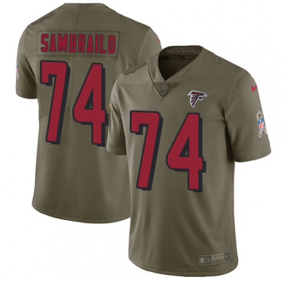 Men's Nike Atlanta Falcons #74 Ty Sambrailo Limited Olive 2017 Salute to Service NFL Jersey - Ujersey